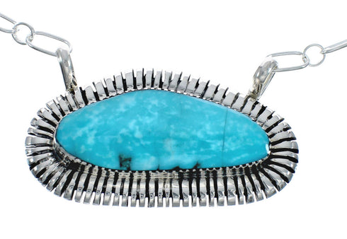 Native American Sterling Silver Turquoise Chain Pendant Necklace JX128953